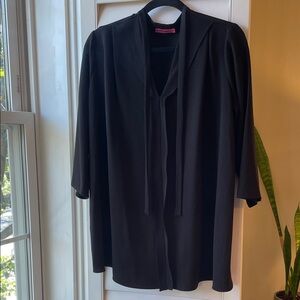 Maternal America Tie Neck Drappy Blouse SzS Minimalist Career Office Flowy